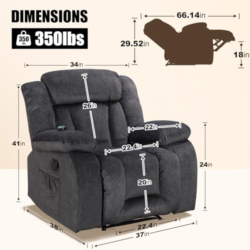Oversized Rocker Recliner with 360 Degree Swivel, Soft Modern Living Room Chair P359