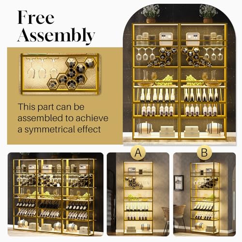 Wine Rack with LED Lights, 6 Tier Freestanding Floor Storage Shelves Z8394