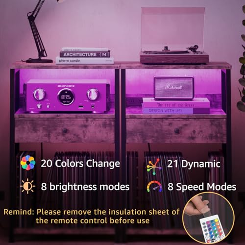 Record Player Stand with Vinyl Storage and Drawer K350748