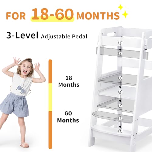 Bamboo Toddler Kitchen Step Stool with Anti-Slip Protection Q1488