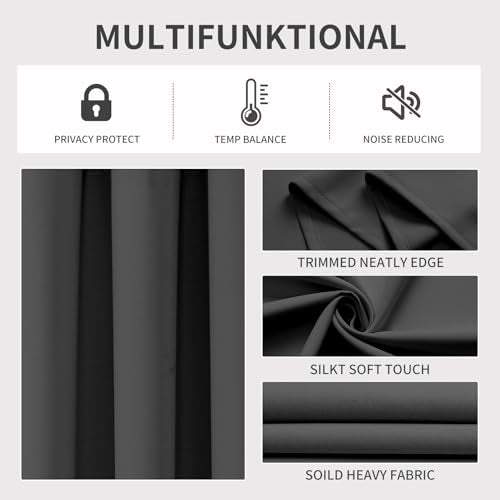 Blackout Curtains 108 Inch Length 2 Panels, Thermal Insulated, Room Darkening Grommet Drapes for Bedroom Living Room U463796