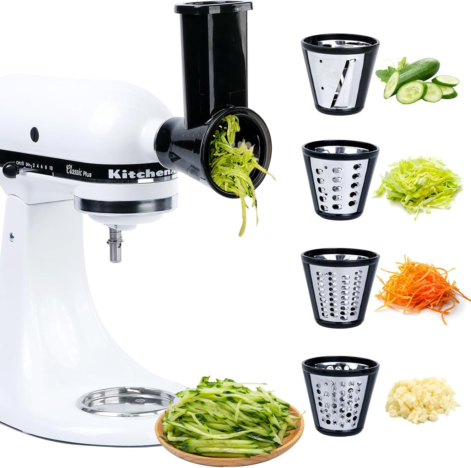 Slicer/Shredder Grater Attachment for KitchenAid Stand Mixer with 4 Blades, Cheese Grater Attachment, Kitchenaid Mixer Attachments