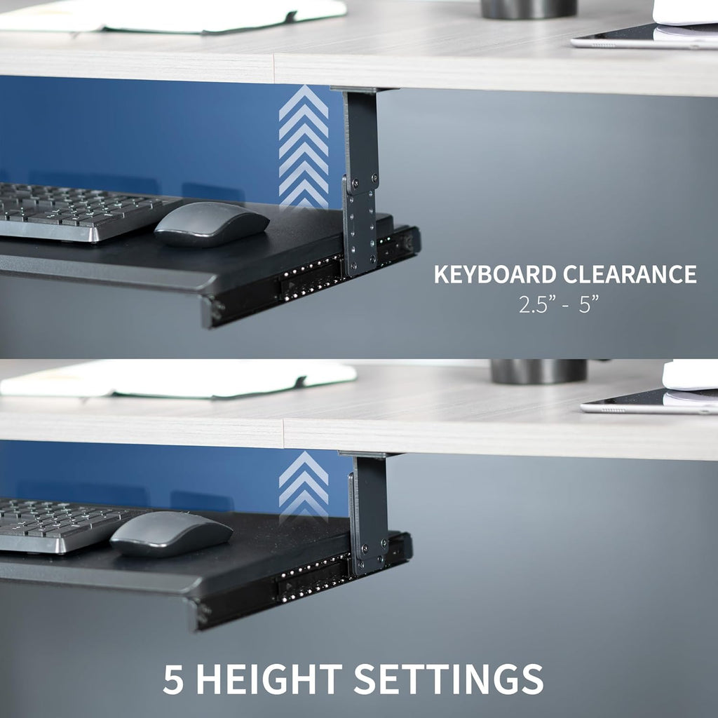 Adjustable Under Desk Keyboard Tray, 27 x 11 inch Slide-Out Computer Drawer, Black L19840