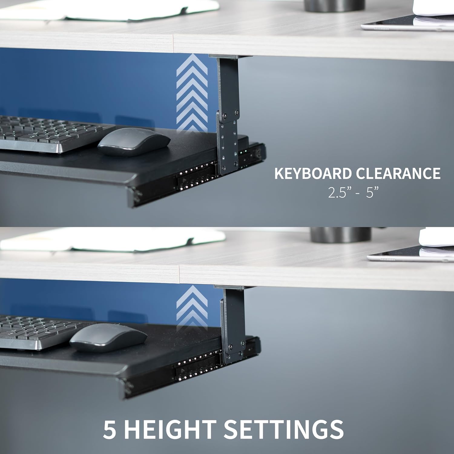 Adjustable Under Desk Keyboard Tray, 27 x 11 inch Slide-Out Computer Drawer, Black L19840