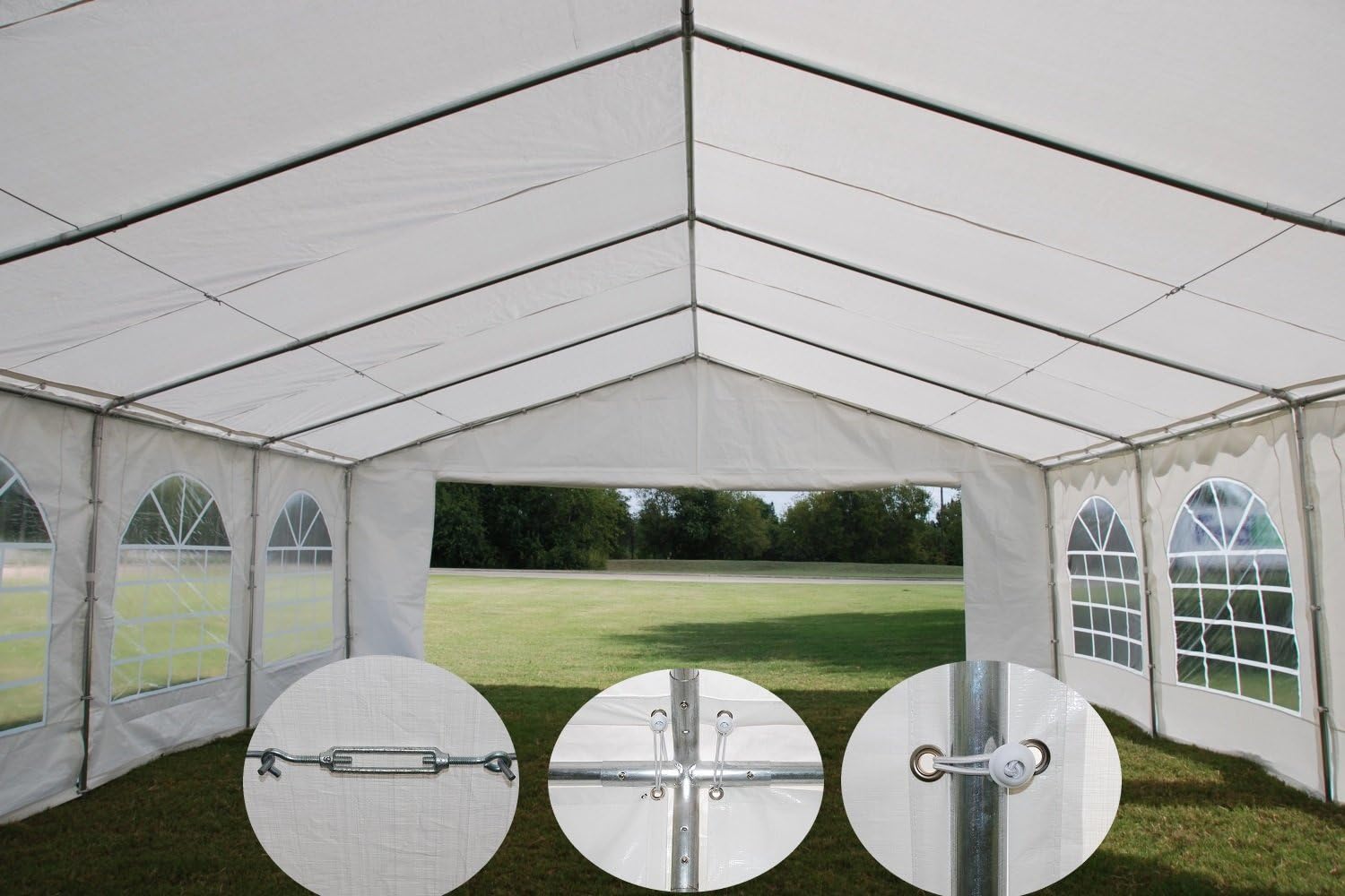 32'x20' PE Party Tent with Waterproof Top and Removable Sidewalls M19994
