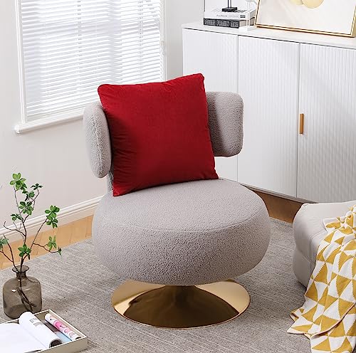 Upholstered Swivel Barrel Chair with Pillow J49225