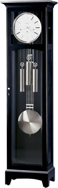 Howard Miller Urban III Floor Clock 660-125 – Black Satin Finish, Vertical Grandfather Home Decor, Cable-Driven Single-Chime Movement, Chime Silence Option