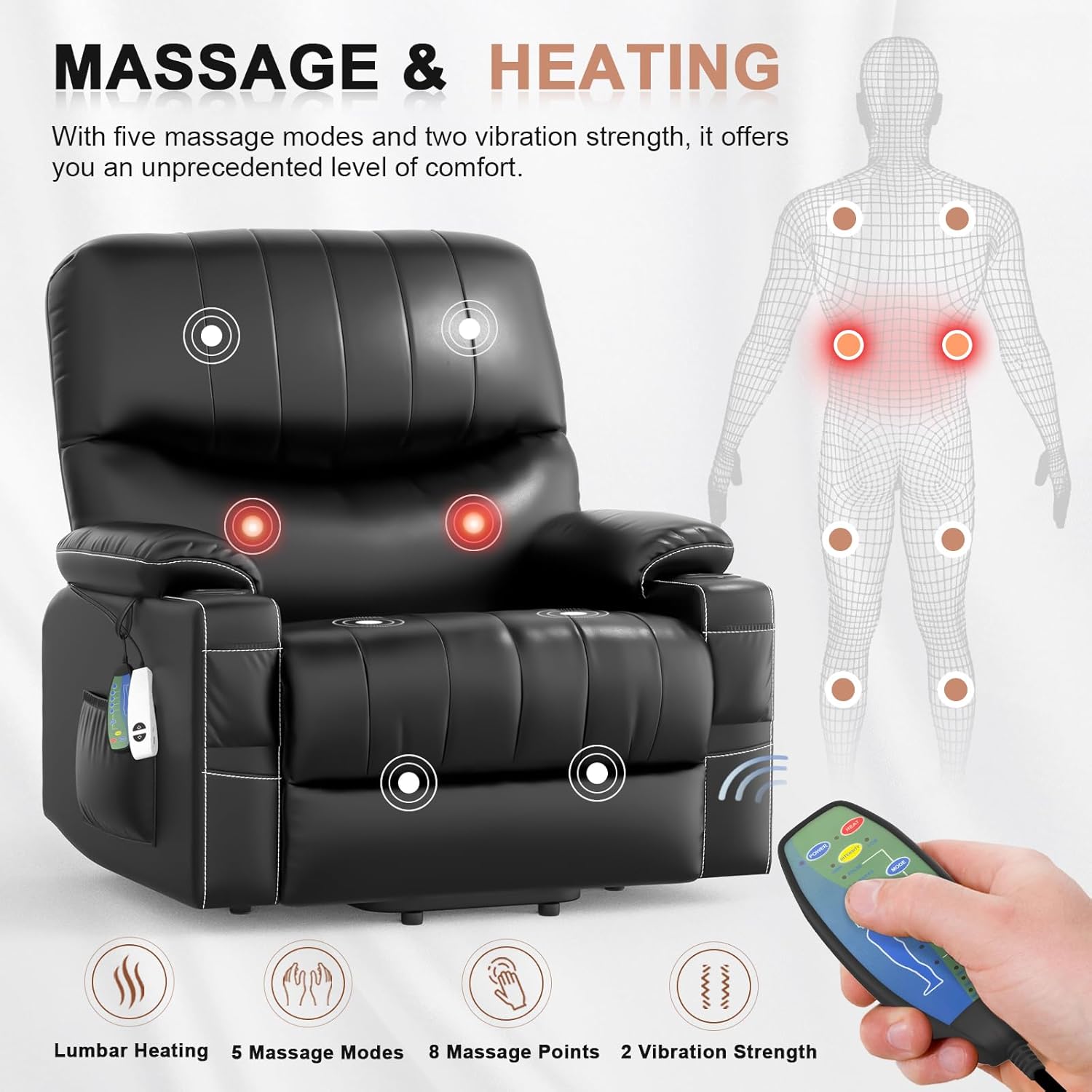 Power Lift Recliner Chair for Elderly with Heat and Massage M4614