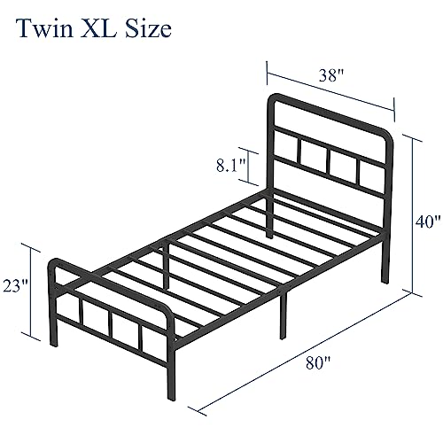 Metal Platform Bed Frame with Headboard, No Box Spring Needed, Black A8053