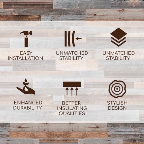 3D Vintage Barnwood Wall Panels, Brown, 30 sq ft T38378