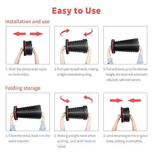Portable Collapsible Telescoping Stool Lightweight Retractable Folding Stool for Camping Fishing Hiking Travel BBQ D8590