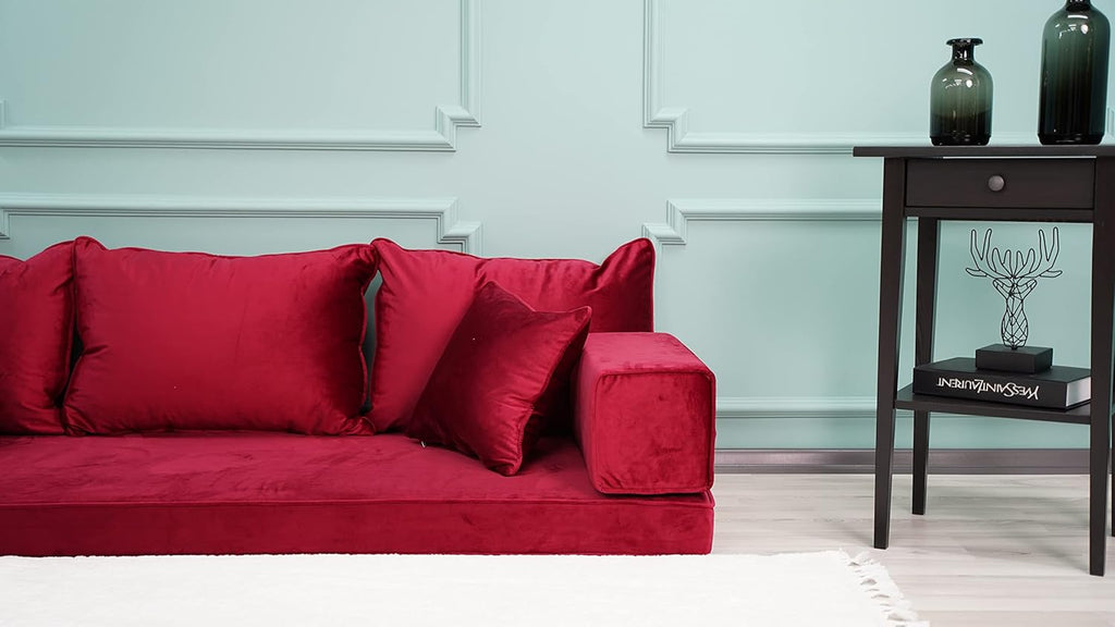 Velvet Floor Sofa in Red K717