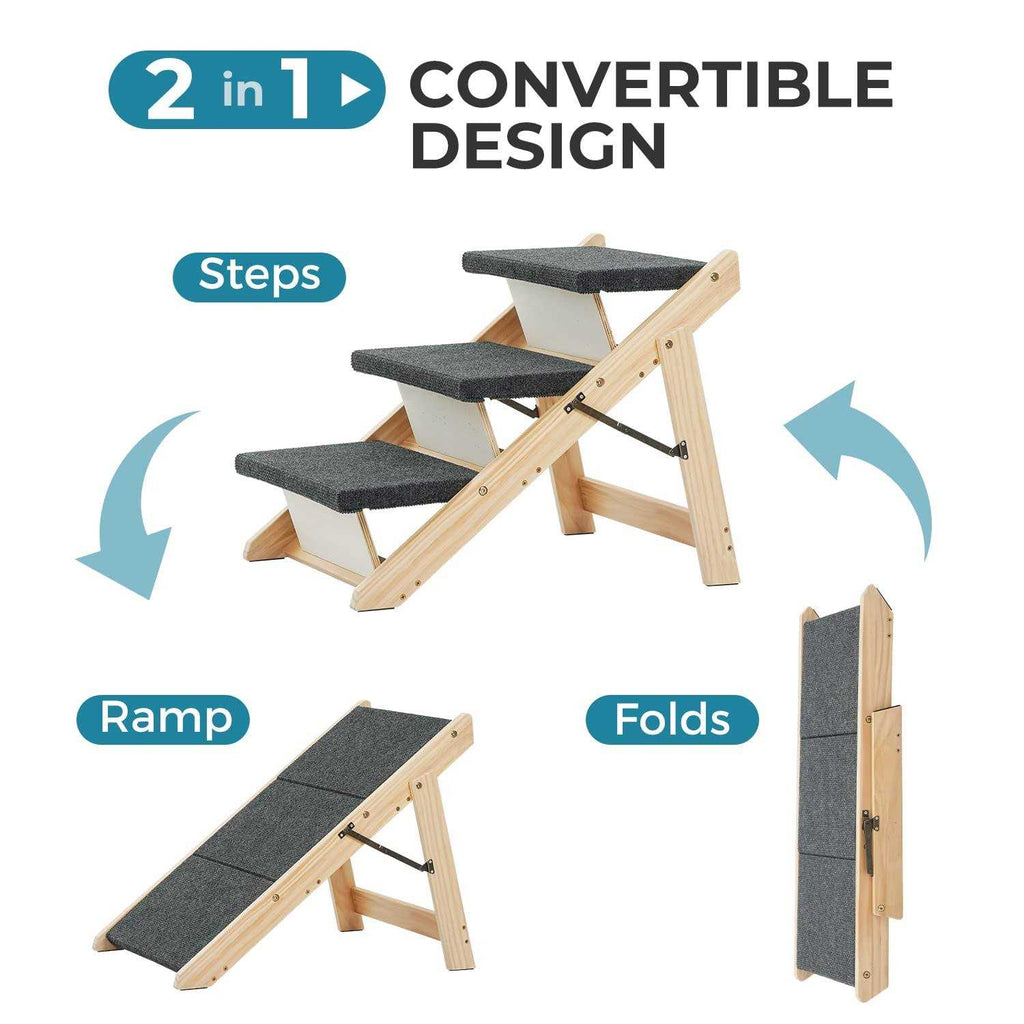 Wooden Pet Stairs for Dogs and Cats Up to 150Lbs T5347