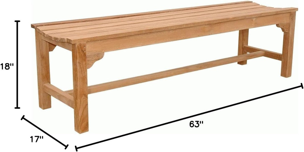 Teak 3-Seater Backless Bench D443