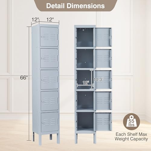 Metal Storage Locker with 3 Doors, 66" Tall Steel Cabinet D312544