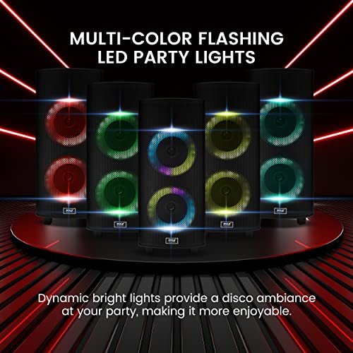 Portable Bluetooth PA Speaker System with Dual 8" Drivers, Rechargeable, Party Light, Wireless Mic, Wheels M54528