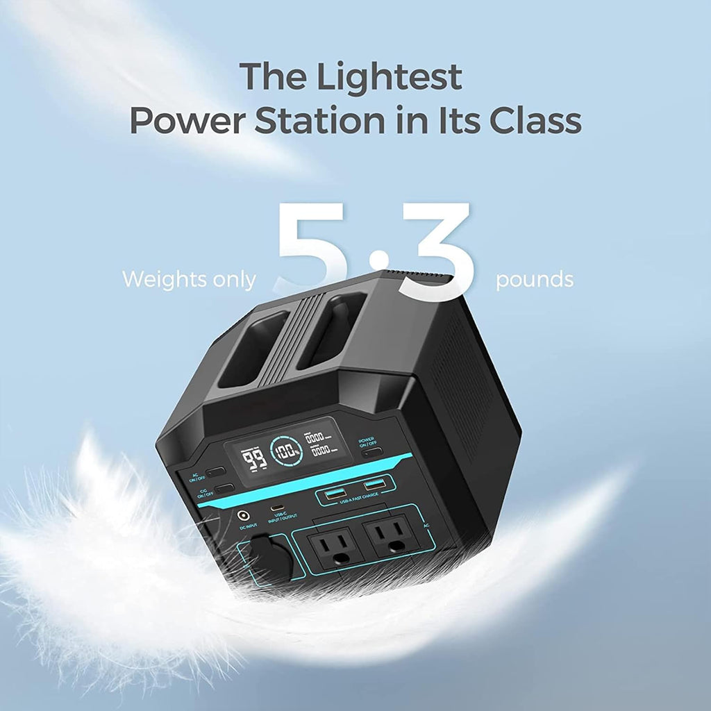 Portable Power Station 222Wh Backup Lithium Battery with AC Outlets for Camping Travel F336594