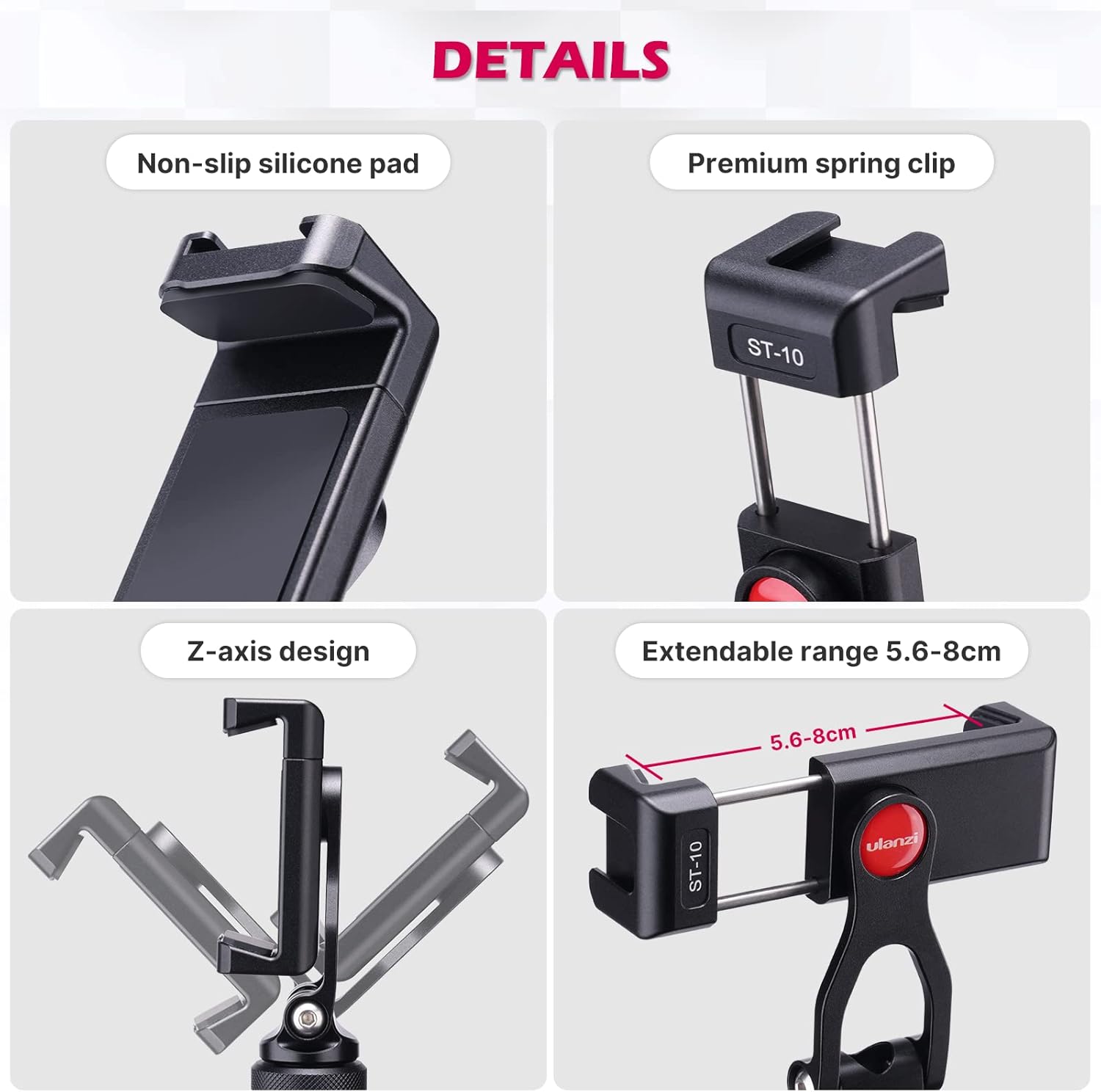 Metal Phone Tripod Mount, 360° Smartphone Adapter with Cold Shoe Mount Y78407