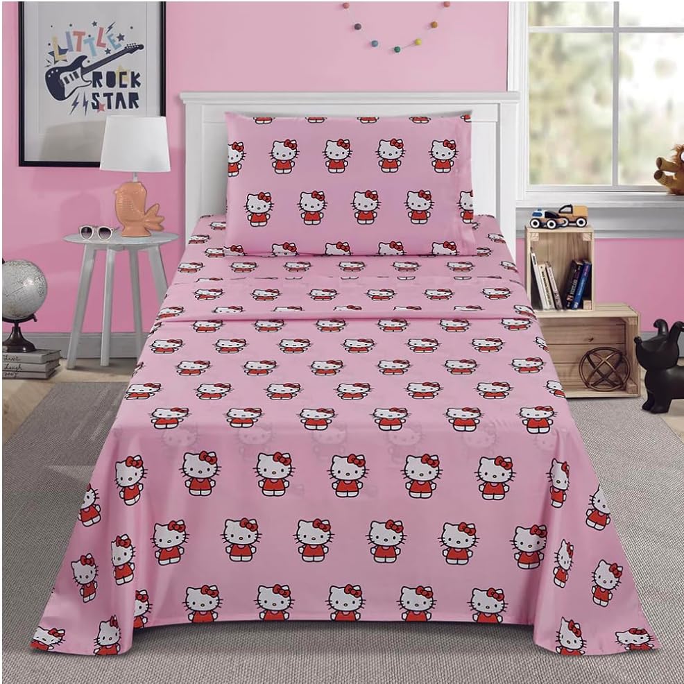 Twin Size Sheet Set 3 Pieces Kids Pink X9354