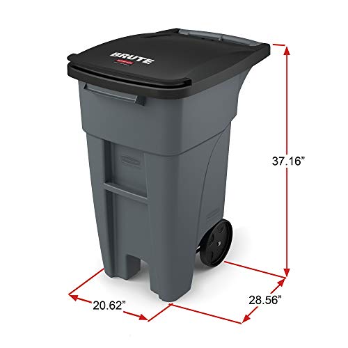 Heavy-Duty Wheeled Trash Can, 50-Gallon, Gray, 2-Pack U86554