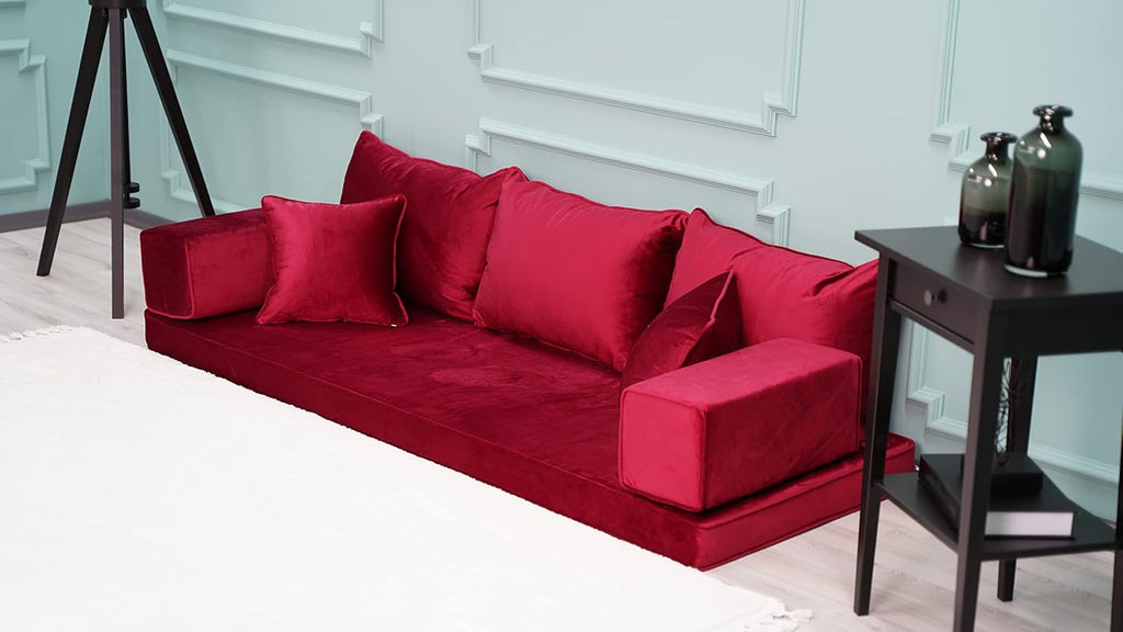 Velvet Floor Sofa in Red K717