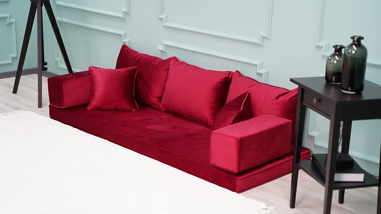 Velvet Floor Sofa in Red K717