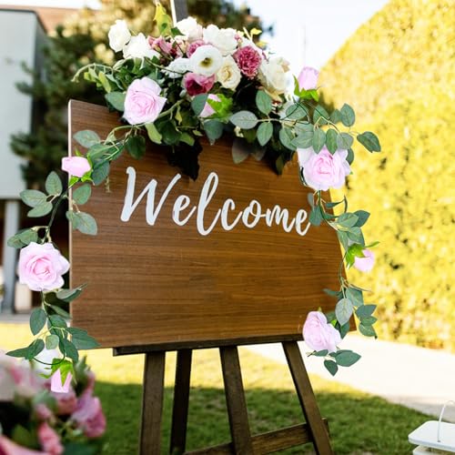 Artificial Eucalyptus Rose Garland for Home Wedding Garden Decor D3496
