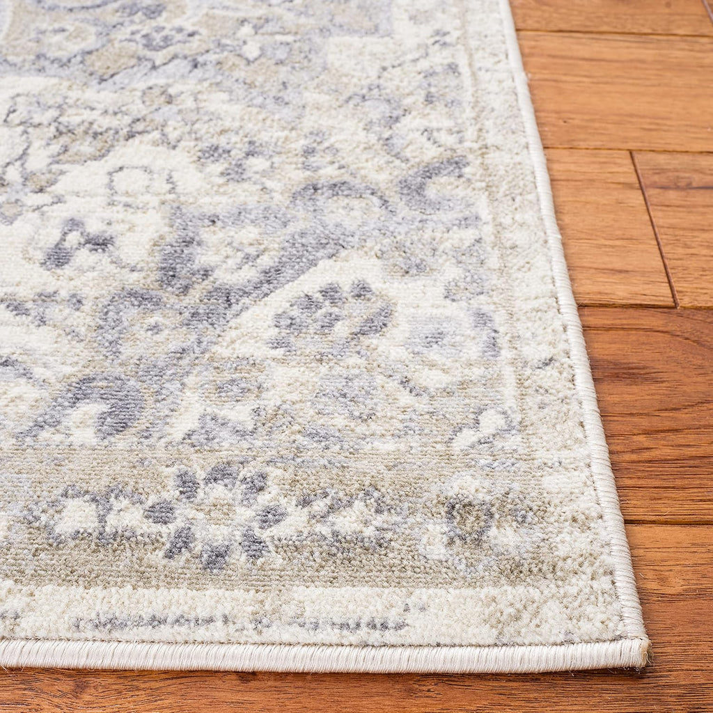 Area Rug 9' x 12' Ivory & Beige Medallion Distressed Design G398207