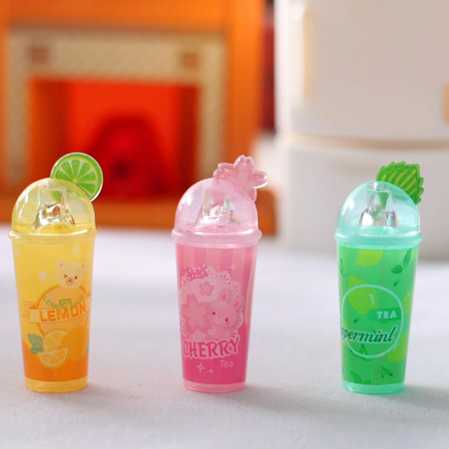 3Pcs Doll House 3D Cartoon Fruit Slice Miniature Drink Kids DIY Toy Z62637
