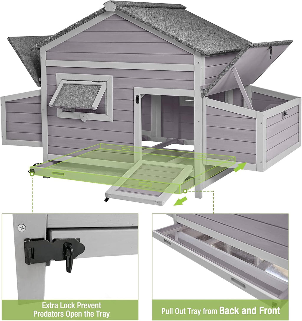 Chicken Coop Outdoor Poultry Cage Wooden Hen House with Nesting Box D132424