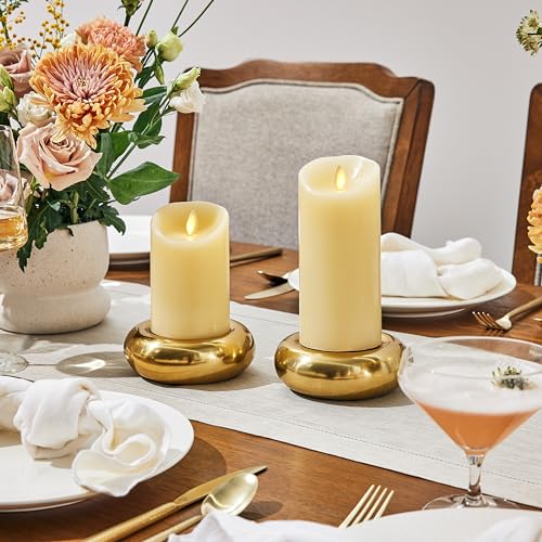 Flickering Flameless Ivory 6.5" Pillar Candle with Warm LED Light D429