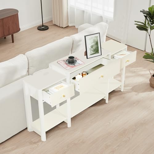 Marble Texture Console Table with Drawer and Open Shelf Z34994