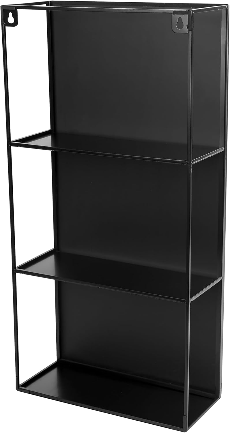 Black Metal Bathroom Mirror Storage Cabinet with 3 Shelves G8110