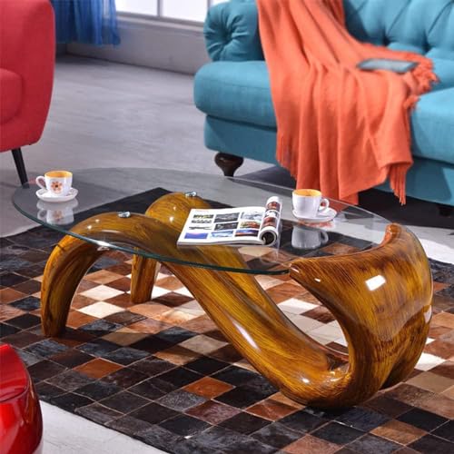 Oval Glass Coffee Table for Living Room N137