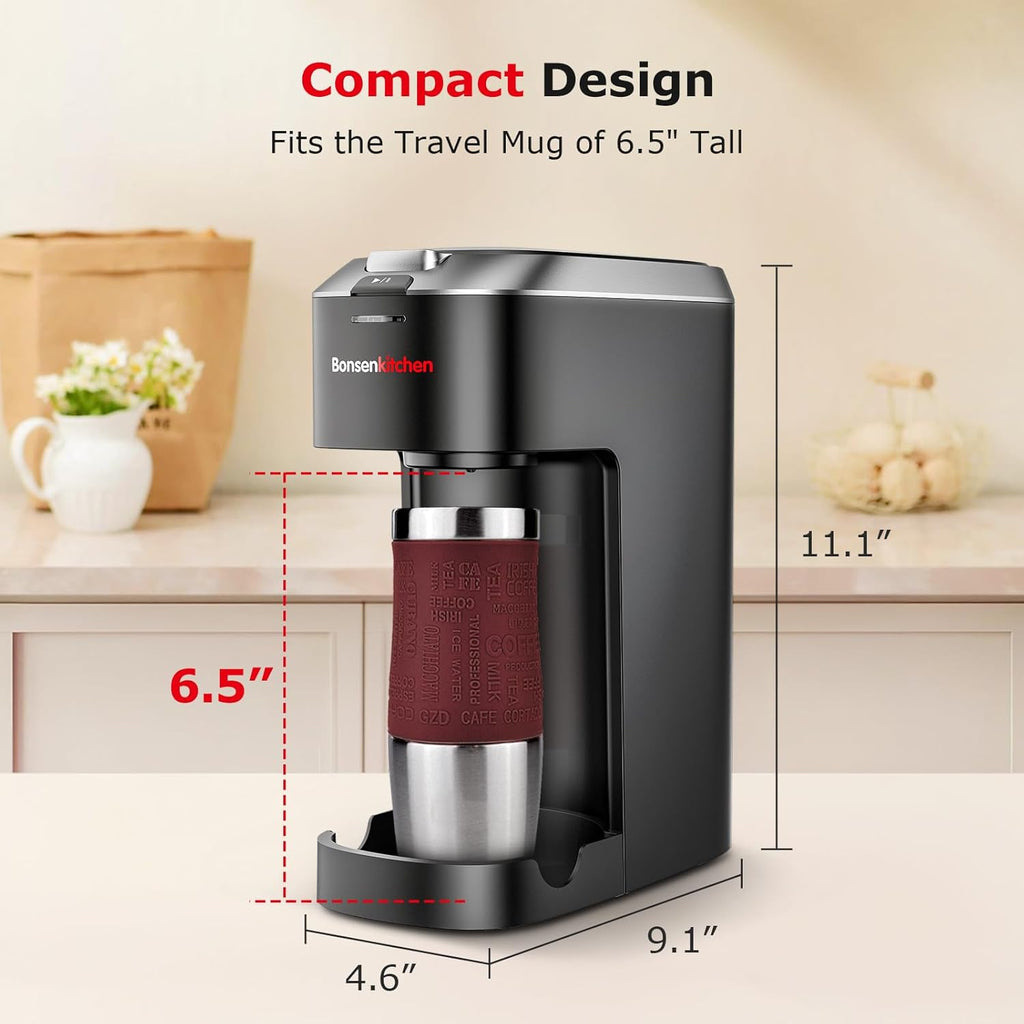 Single Serve Coffee Maker for K Cup Capsule, Fast Brewing, 6 to 12oz Brew Sizes V1235