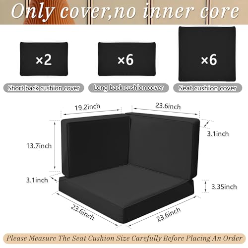 Outdoor Patio Cushion Slipcovers Replacement Seat Cushion Covers, Beige U957247