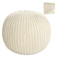 HOMBYS Unstuffed Ottoman Pouf Cover, 100% Cotton Handmade Knitted Ottoman Pouf Cover Round Foot Stool, Floor Bean Bag Chair, Foot Rest Storage for Living Room Bedroom, Navy Blue(Cover ONLY NO Filler)