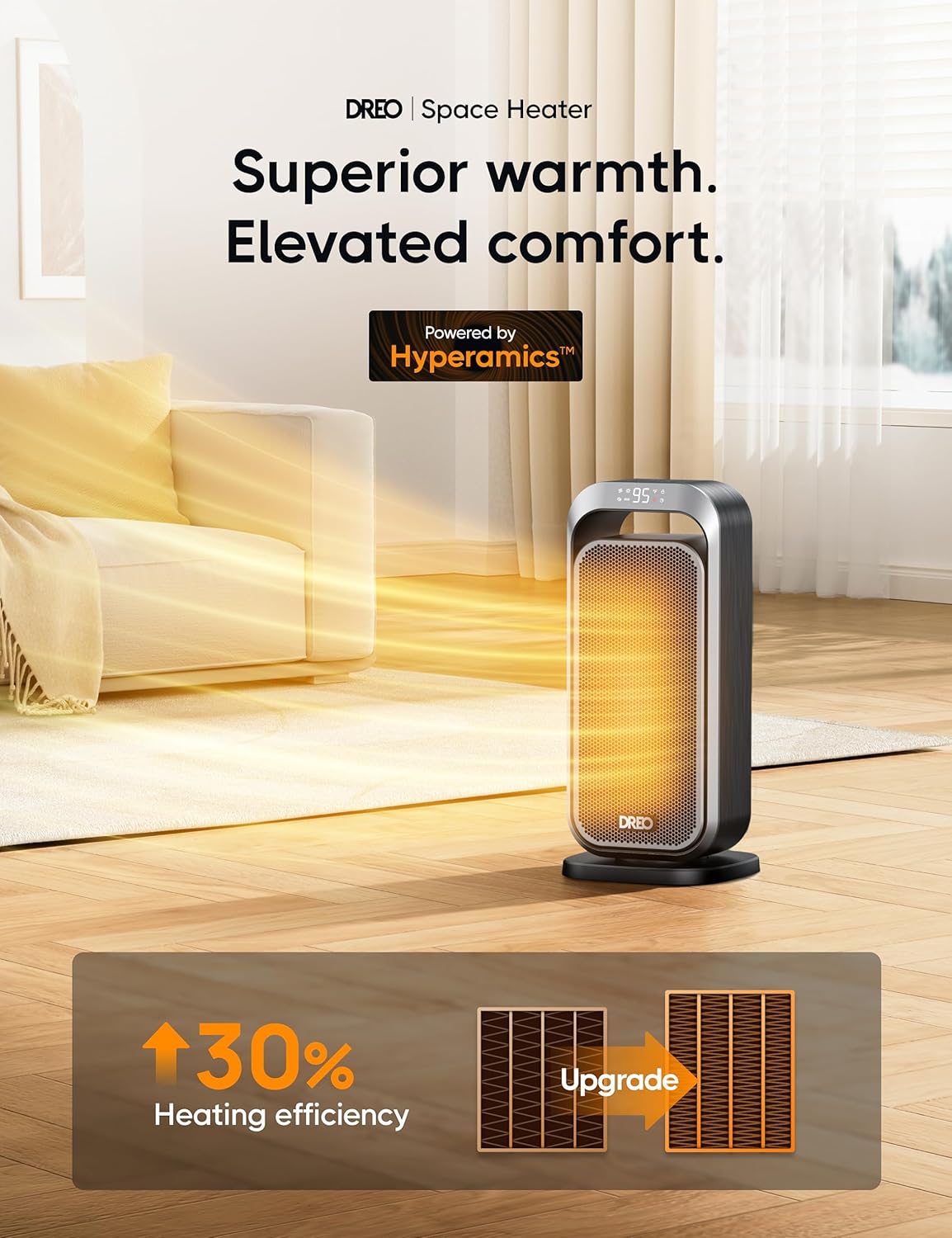 1500W Radiator Heater with Remote Control, Oscillating Space Heater for Indoor Use Q4580