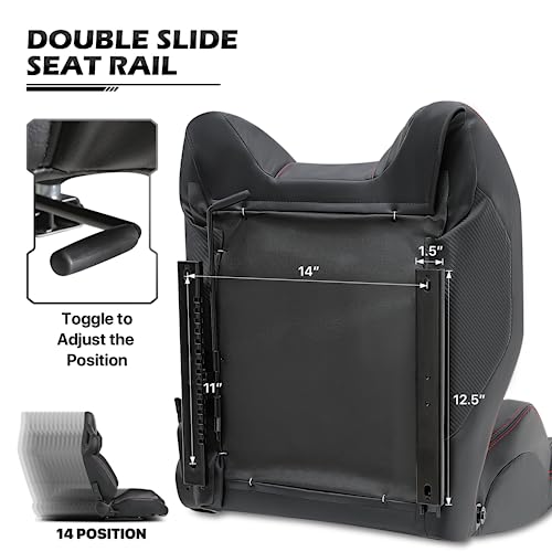 Reclinable PVC Racing Seat with Adjustable Slide Red G743878