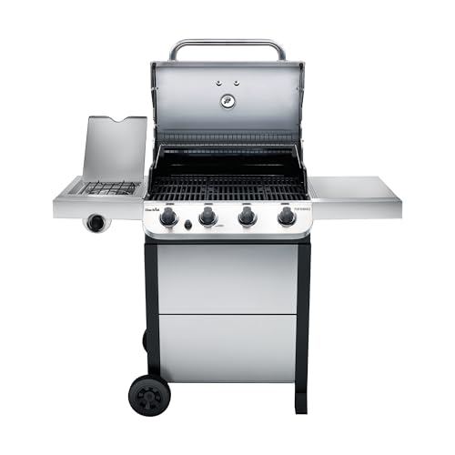 4-Burner Propane Gas Grill with Side Burner, Stainless Steel Q98441