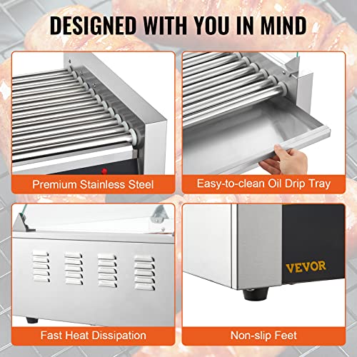 Hot Dog Roller Cooker with Dual Temperature Control, Stainless Steel W27370
