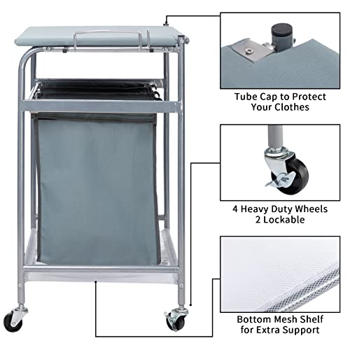 Laundry Sorter with Ironing Board and Rolling 3-Bag Hamper A957