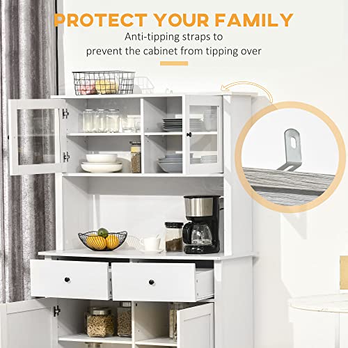 Kitchen Buffet with Hutch, Pantry Storage Cabinet with Shelves and Drawers I7784