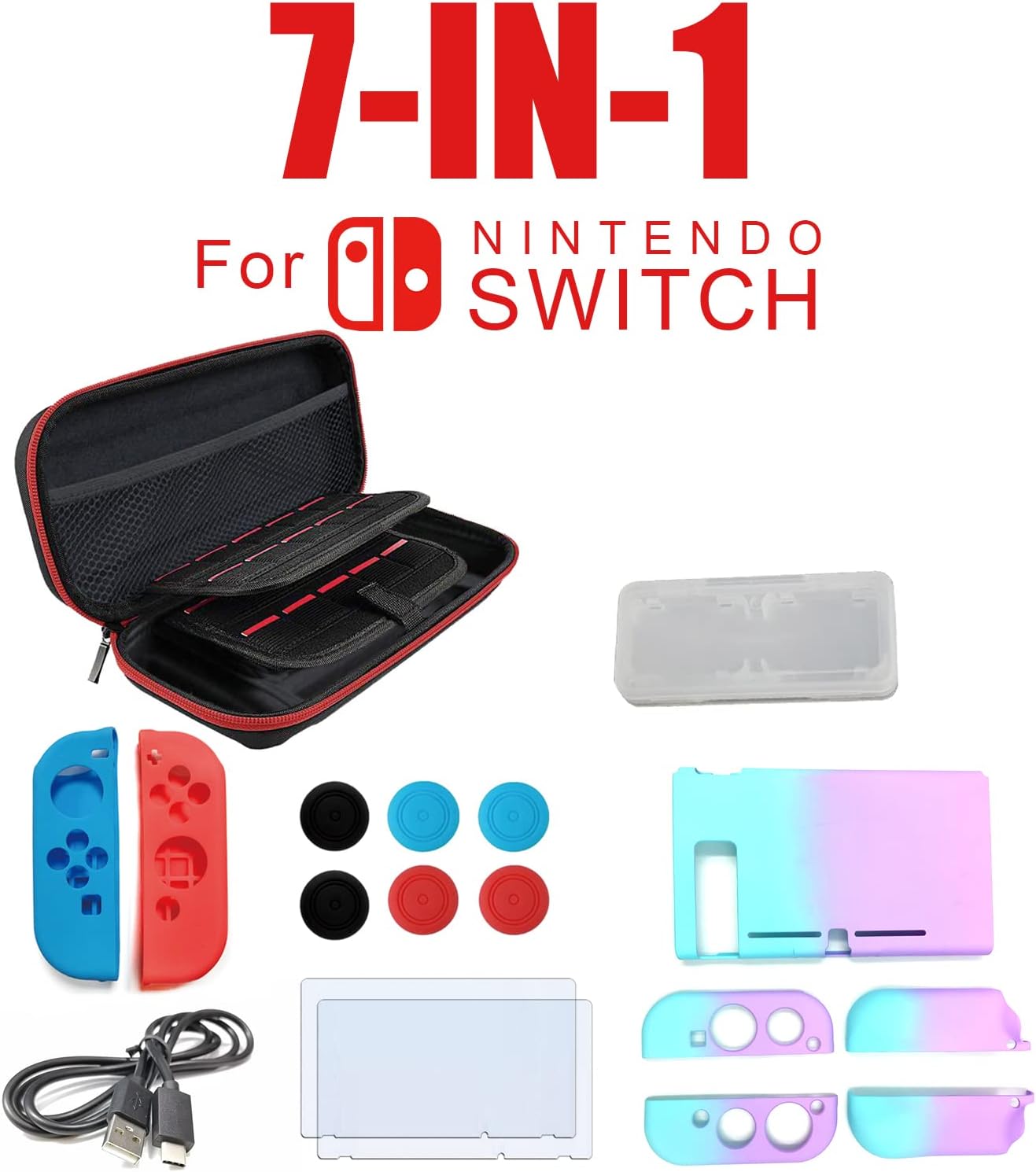 Mario Red & Blue Edition Console with Red Joy-Con, Blue Dock, 32GB Storage, 7-in-1 Carrying Case F2649