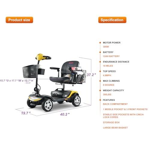 Folding Mobility Scooter 300W 4-Wheel with Basket L283