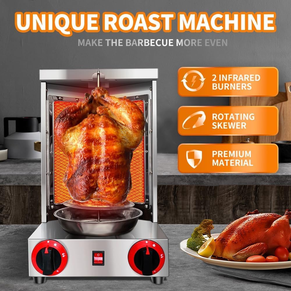 Gas Vertical Doner Kebab Machine with 2 Burner and Meat Catch Pan Y28708