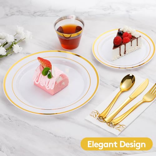 700 Piece Silver Dinnerware Set for 100 Guests, Disposable Plastic Plates for Party F59014