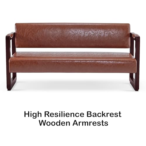 Waiting Room Bench with Backrest, Faux Leather, Modern Style K701