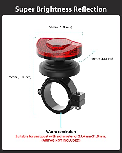 Bike Mount for AirTag, Hidden Seat Post Reflector, Waterproof GPS Tracker Case F35333