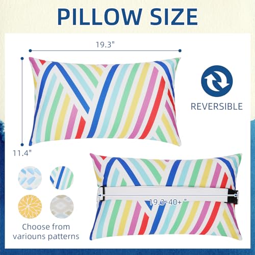 Outdoor Lounge Pillow Set of 2, Waterproof with Adjustable Strap, Yellow Blue Flower G79434